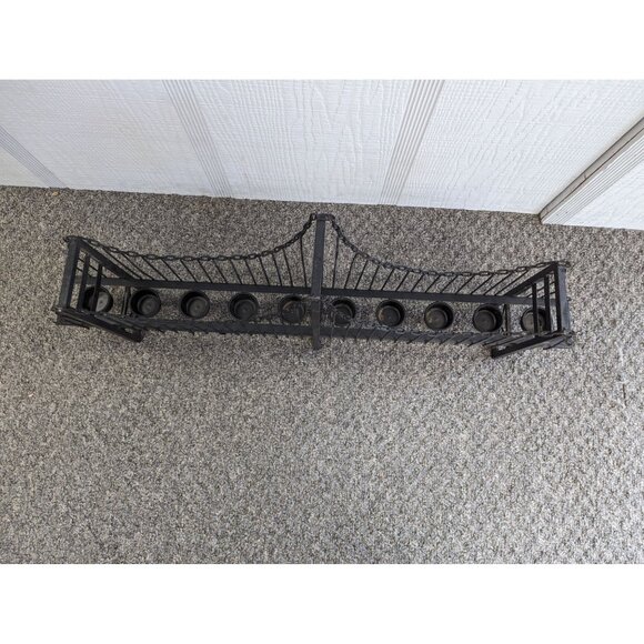 Suspension Bridge 10 Tealight Holder Table Decor Metal Black 32" 3 Towers - Picture 5 of 11